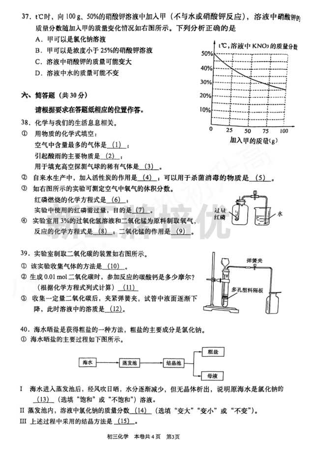 化学一模卷