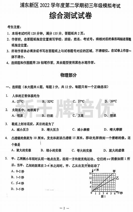  上海浦东物理  