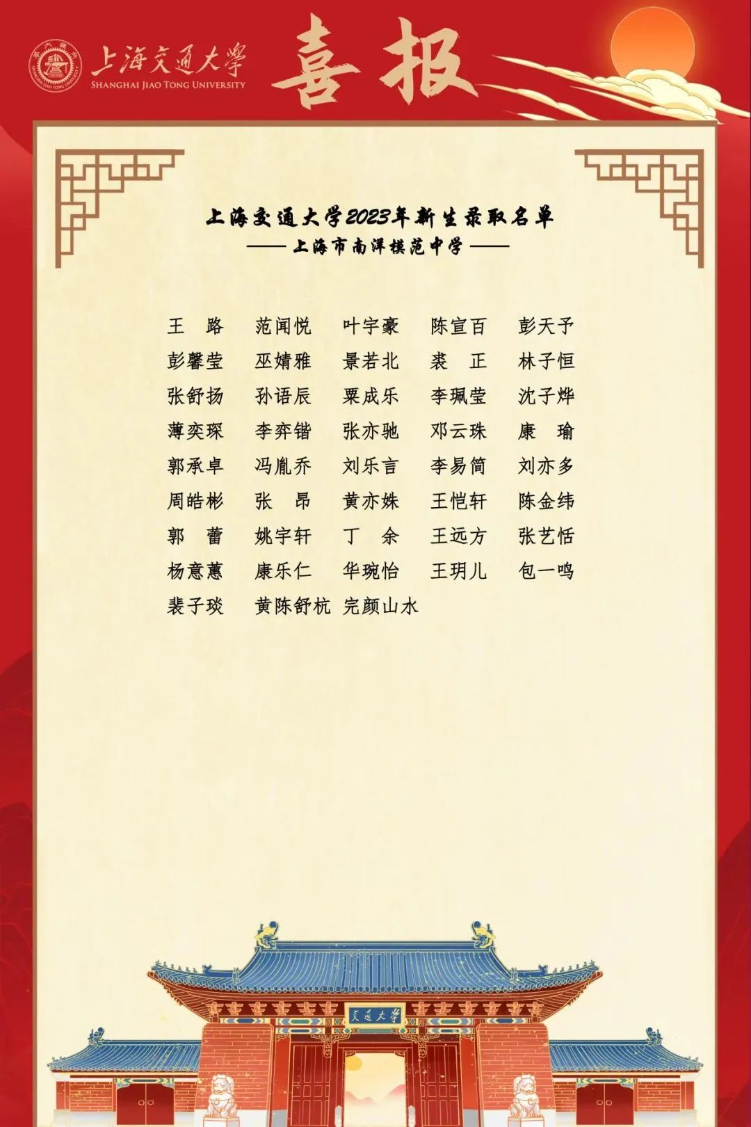 上海高考喜报