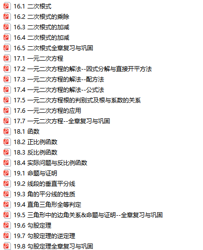 8年级上册章节重点