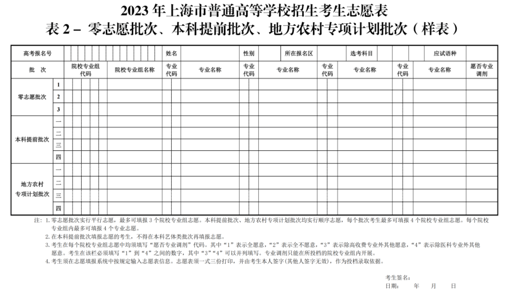 上海高考志愿填报