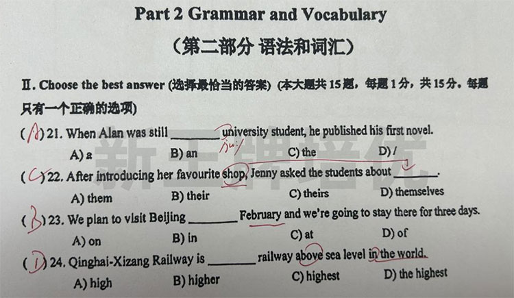 上海初三一模英语卷