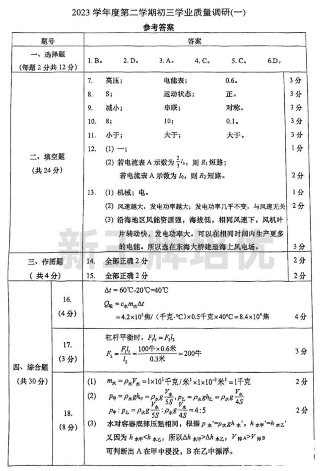 最新初三二模试卷