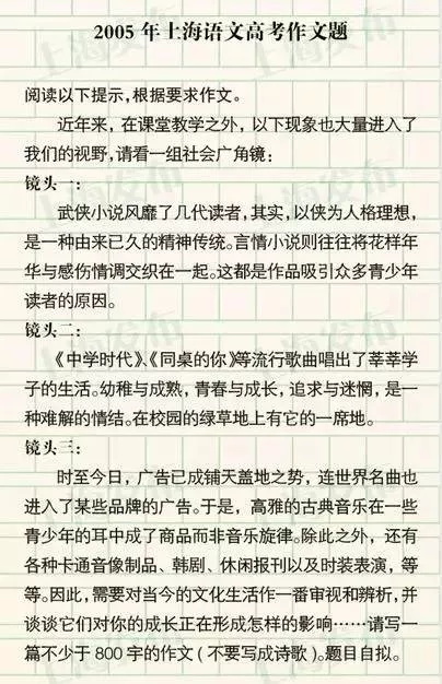 2005年上海高考作文题目