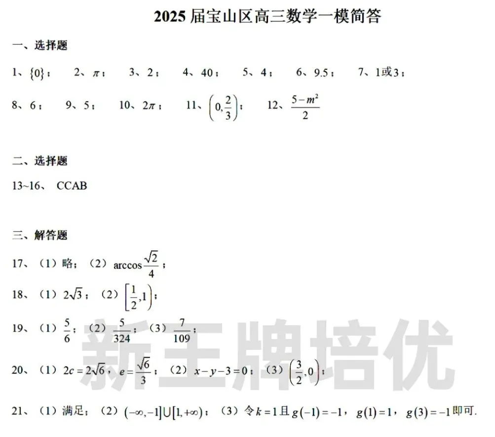 2025届高三一模卷,上海高三一模试卷,高三一模