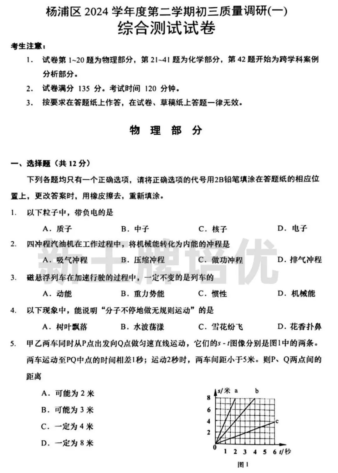 杨浦初三二模试卷,初三二模试卷,上海初三补习班