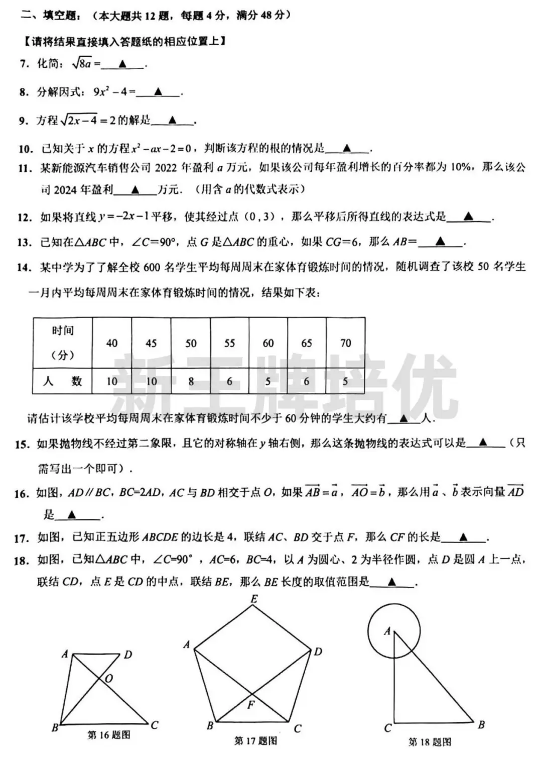 初三二模数学英语试卷,上海初三二模试卷,上海初三补习班