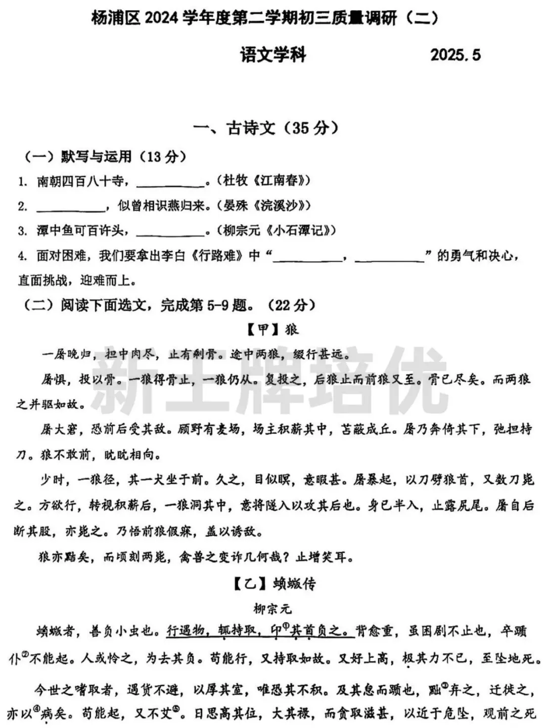 杨浦语文-含答案