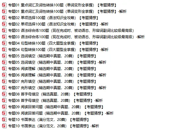 初中英语专题汇编