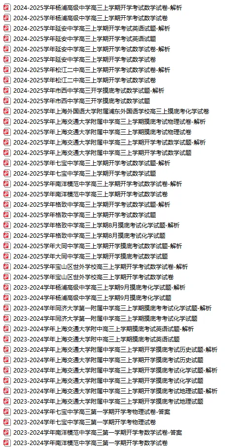 高一~高三开学摸底考试卷,上海高中补习班