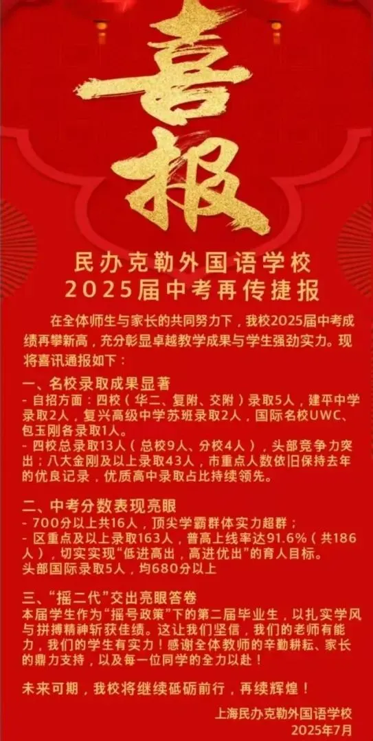 最新中高考战绩出炉！行知、松江一中、新北郊、尚德