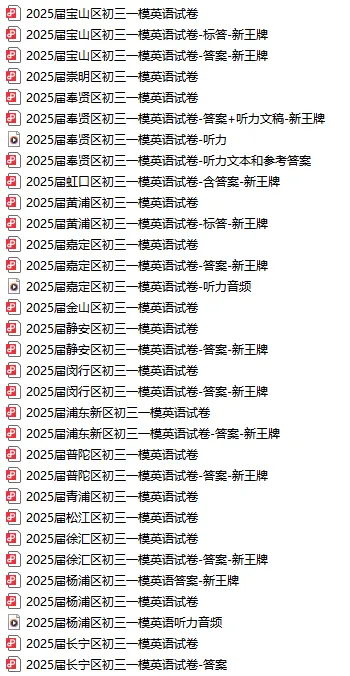 2021-2025届【初三一模】真题卷分享！16区都有，含答案