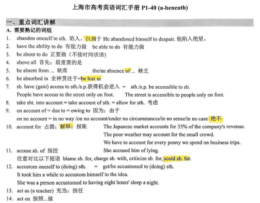 复附、华二高中英语词汇/词组整理 复附、华二高中英语词汇/词组整理